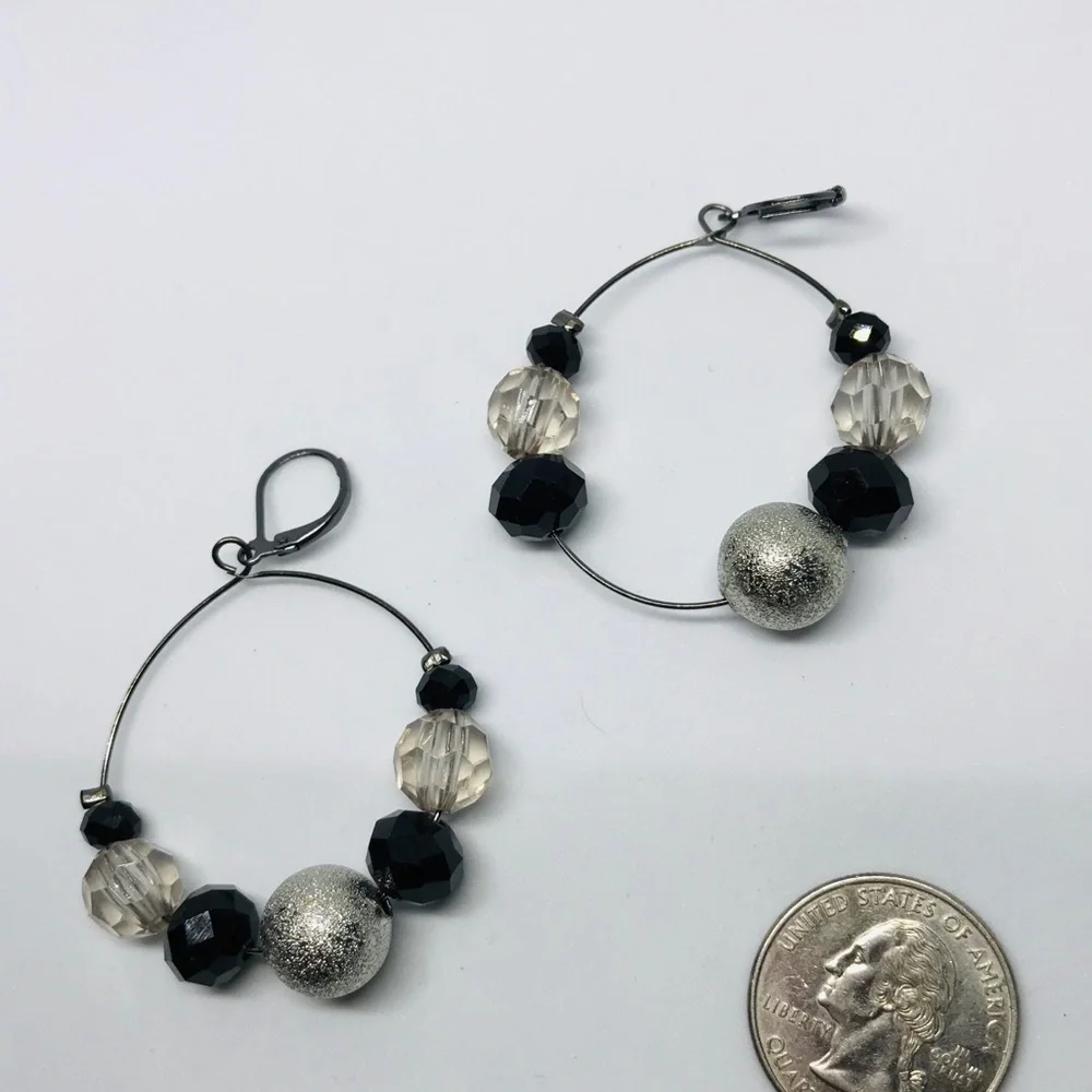 Vintage beaded hoop earrings new not worn from 00s y2k trendy influencer